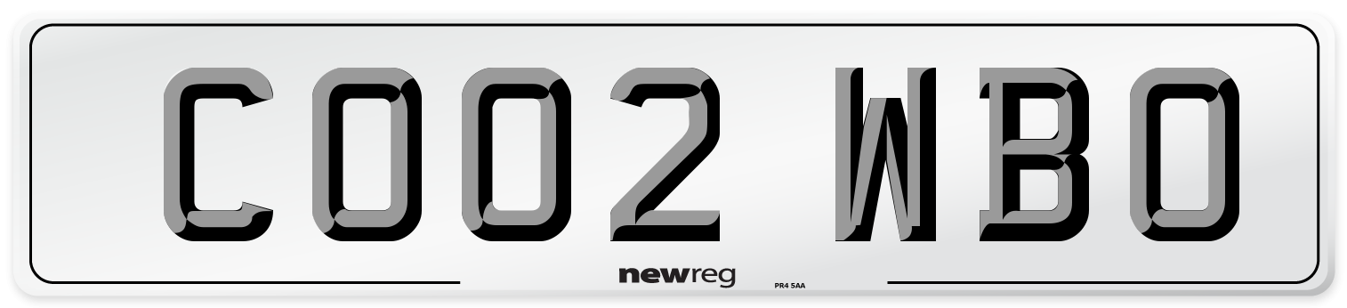CO02 WBO Number Plate from New Reg